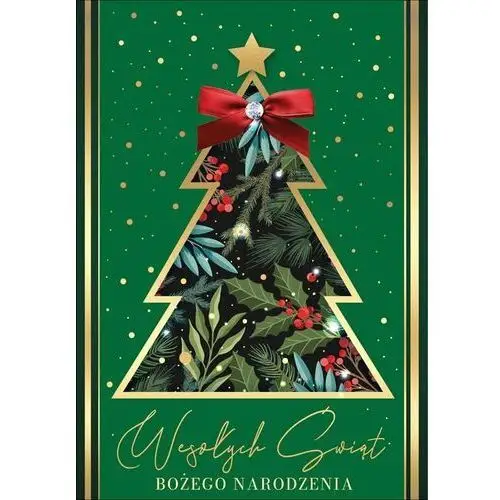 Kartka świąteczna z choinką pięknie zdobiona DK1043