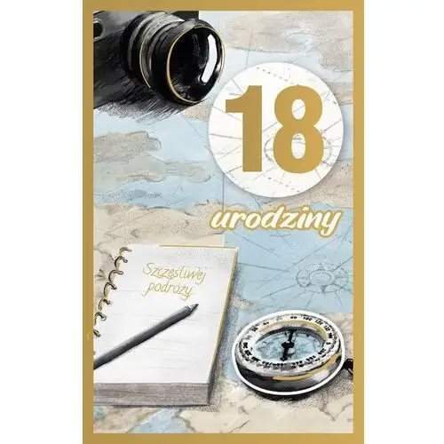 Kartka z okazji 18 urodzin z kompasem z życzeniami PS38