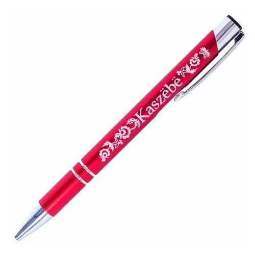 Czec Długopis metalowy ze wzorem kaszubskim (czerwony)