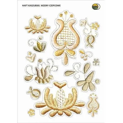 Zestaw naklejek folk - wzory kaszubskie - haft czepcowy (złotnica) Czec