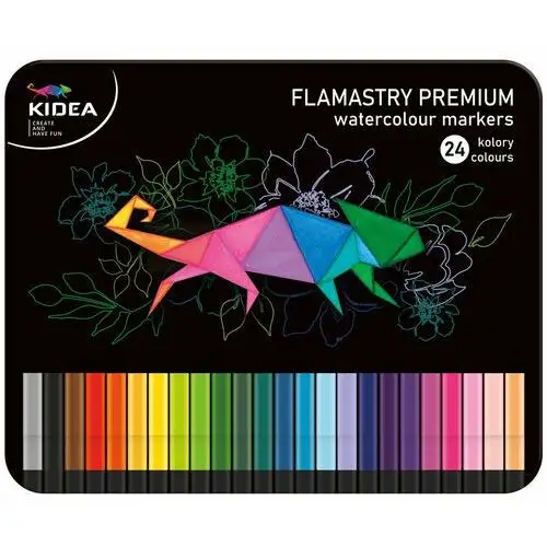 Flamastry kwadratowe w metalowym pudłeku 24 kolory Kidea