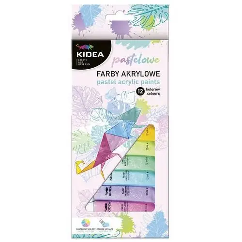 Kidea, farby akrylowe pastelowe 12 kolorów Derform