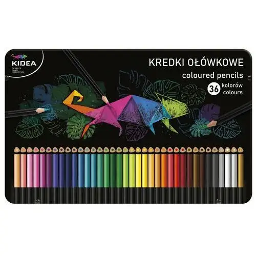 Kidea, Kredki ołówkowe trójkątne w metalowym pudełku, 36 kolorów