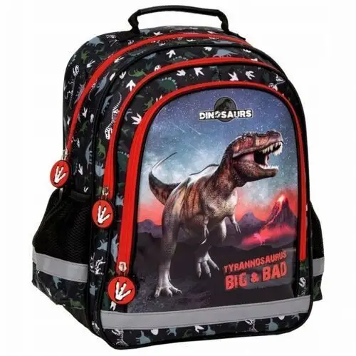Plecak szkolny dla chłopca czarny PakaNiemowlaka dinozaury wielokomorowy
