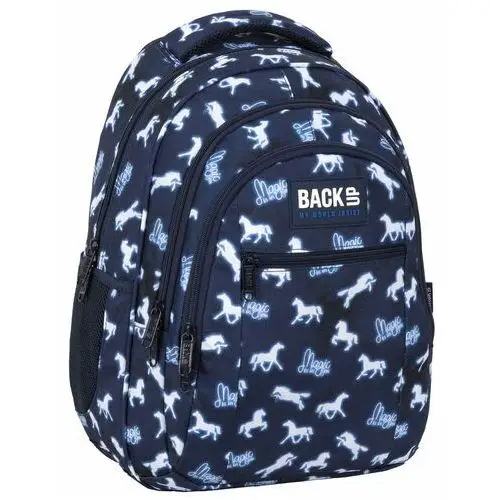 Plecak szkolny dla chłopca i dziewczynki ciemnoniebieski BackUp trzykomorowy