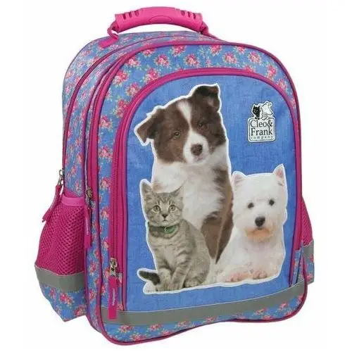 Plecak szkolny dla chłopca i dziewczynki Derform Cleo i Frank pies dwukomorowy