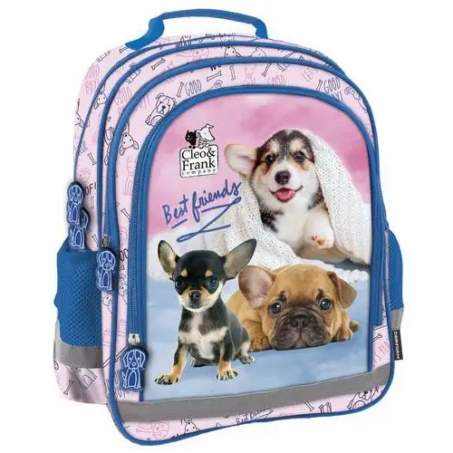 Derform Plecak szkolny dla chłopca i dziewczynki różowy cleo i frank pies dwukomorowy