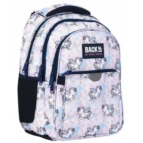 Plecak szkolny dla dziewczynki fioletowy backup model p25 jednorożec trzykomorowy Derform
