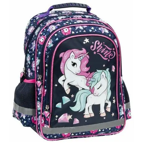 Plecak szkolny dla dziewczynki różowy Derform jednorożec dwukomorowy