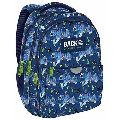 Plecak szkolny młodzieżowy niebieski BackUp model P51 trzykomorowy, kolor zielony