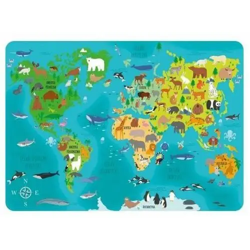 Podkładka laminowana Mapa świata - Zwierzęta