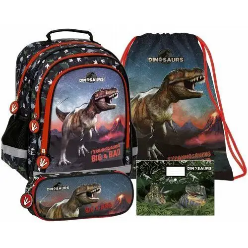 Zestaw szkolny plecak piórnik worek teczka dinozaur t-rex Derform