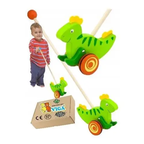 Dinozaur na kółkach Z Kijem do pchania zabawka na kiju dla 1 2 3 lat latka