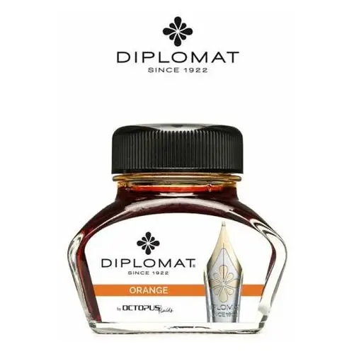 Diplomat , atrament do piór wiecznych w kałamarzu, pomarańczowy, 30 ml