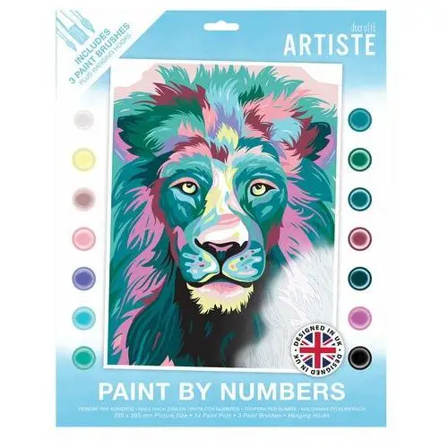 Duży zestaw do malowania po numerach artiste curageous lion Dpcraft