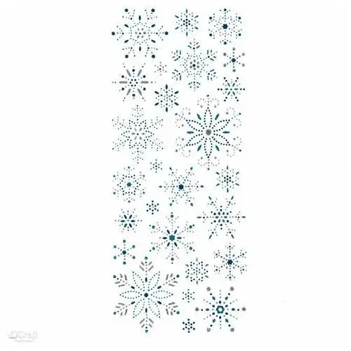 Naklejki brokatowe ornamentowe śnieżynki silver & blue 26 szt Dpcraft