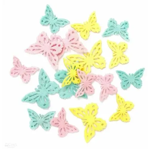 Dpcraft Naklejki pluszowe - motyle, 15 szt.pastelowe