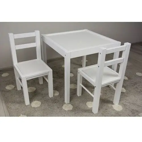 DREWEX Zestaw Stolik + 2 krzesełka biały/biały, kolor biały