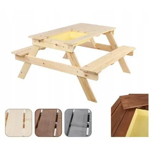 Drewniany stół piknikowy z pojemnikiem na piasek stolik dla dzieci 1-10 lat