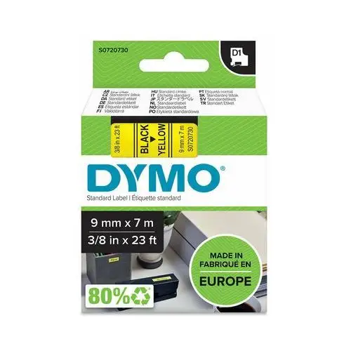 Dymo Taśma d1 9mm x 7m żółta/czarny nadruk s0720730