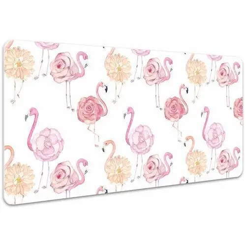 Duża podkładka na biurko Flamingi i kwiaty 100x50cm, Dywanomat