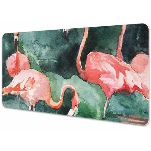 Dywanomat Duża podkładka na biurko malowane flamingi 90x45cm