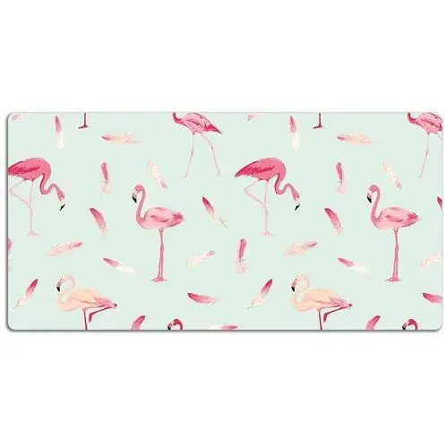 Dywanomat Mata ochronna na biurko flamingi i pióra 120x60 cm