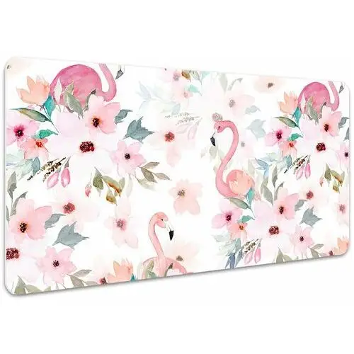 Ochronna mata na biurko Flamingi kwiaty 100x50 cm, Dywanomat