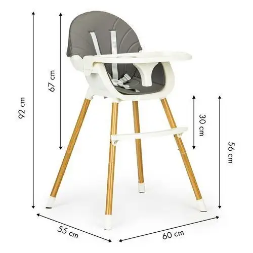 Ecotoys Fotelik krzesełko do karmienia 2w1 szare 3