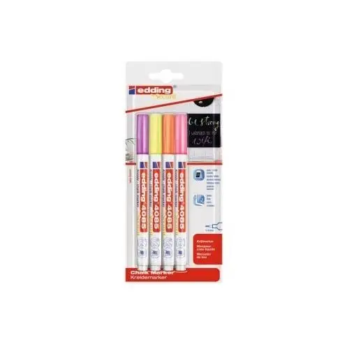 MARKER KREDOWY E-4085 EDDING, 1-2 MM, 4 SZT., NEONOWE