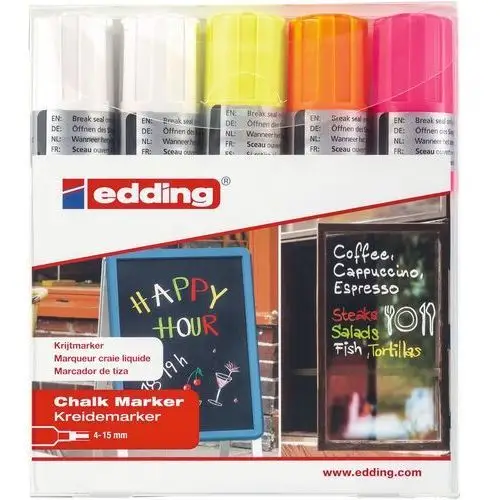 Edding Marker kredowy e-4090 , 4-15 mm, 5 szt., mix kolorów