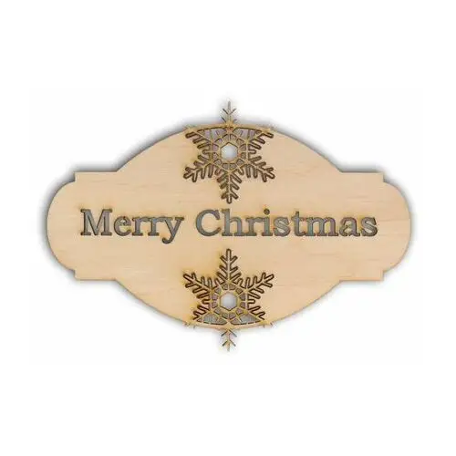 EKO-DECO, tabliczka, z napisem Merry Christmas i płatkiem śniegu