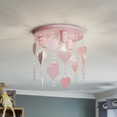 Eko-Light Lampa sufitowa Corazon kolor różowy z serduszkami