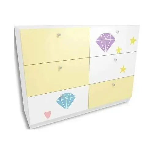 Biało-żółta komoda dla dziewczynki z szufladami Lili 6X - 3 kolory