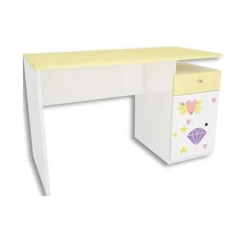 Biało-żółte biurko dla dziecka lili 3x - 3 kolory Elior