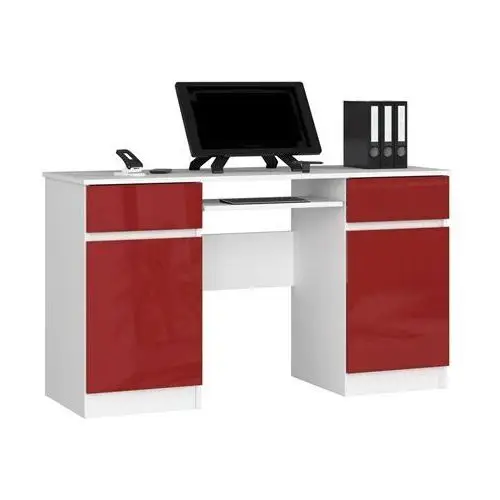 Biurko dla dzieci i młodzieży biały + czerwony połysk - ipolis 3x Elior