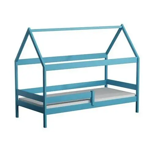 Niebieskie sosnowe łóżko domek z materacem - Petit 3X 190x80 cm