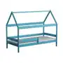 Niebieskie sosnowe łóżko domek z materacem - Petit 3X 190x80 cm Sklep