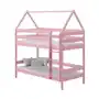Różowe piętrowe drewniane łóżko dziecięce domek - Zuzu 3X 190x90 cm Sklep