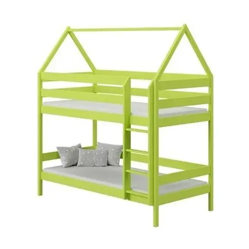 Zielone łóżko przypominające domek z materacami - Zuzu 3X 200x90 cm