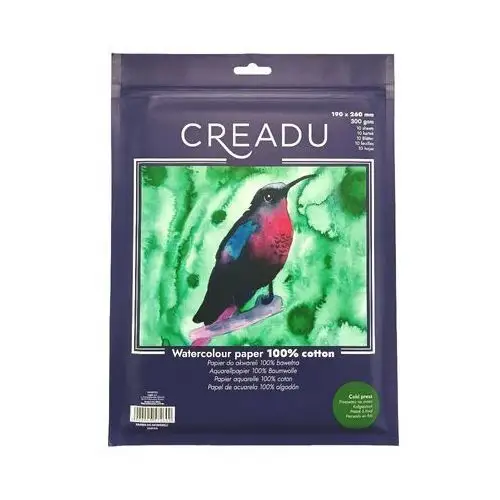 Empik Creadu, papier do akwareli cold press, 300 gsm, 100% bawełna 190 x 260 mm, 10