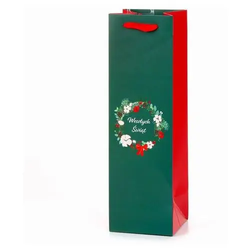 Torba prezentowa, butelkowa, classic christmas, wesołych świąt, 36x11x10 cm Empik