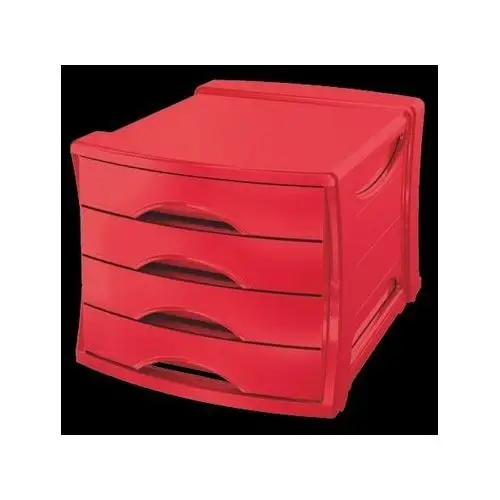 Pojemnik z 4 szufladami, Europost Vivida, czerwony, 254x61x350 mm