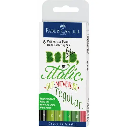 Faber Castell, Pitt Artist Pen Hand Lettering, odcienie zielone, 6 szt