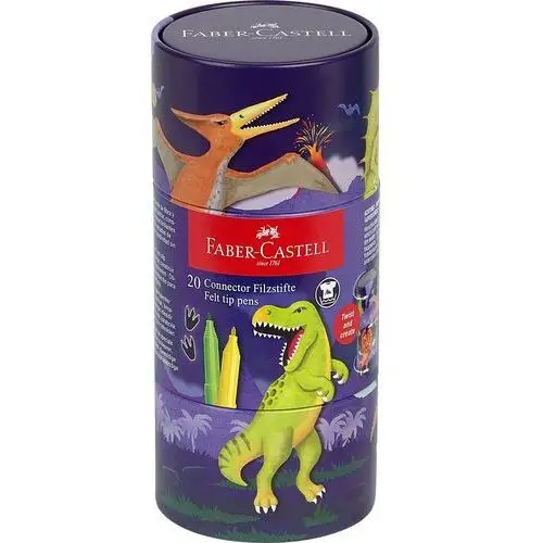 Faber-castell Flamastry connector edycja dinozaury, 20 kolorów w opakowaniu upominkowym