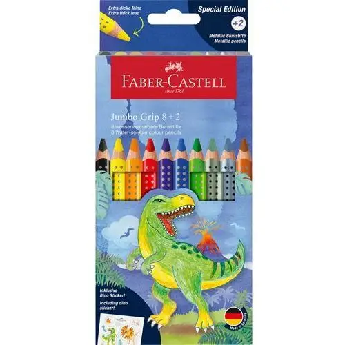 Faber-castell Kredki jumbo grip 8 kolorów + 2 kolory metaliczne + naklejki