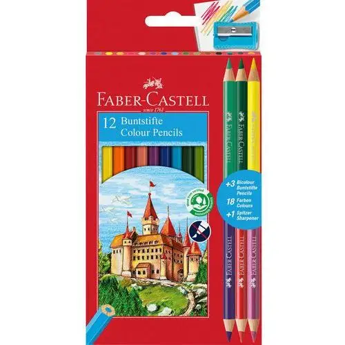 Kredki ołówkowe, zamek, 18 kolorów