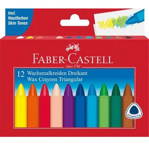 Kredki świecowe, trójkątne, 12 kolorów Faber-Castell