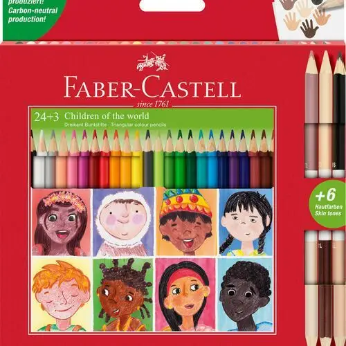 Faber-Castell, Kredki Trójkątne, Children Of The World, 24 Kol. + 3 Kredki Dwustronne W Odcieniach Skóry