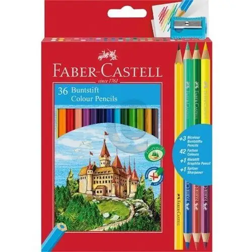 Kredki zamek , 36 kolorów + 3 kredki dwustronne + ołówek + temperówka Faber-castell